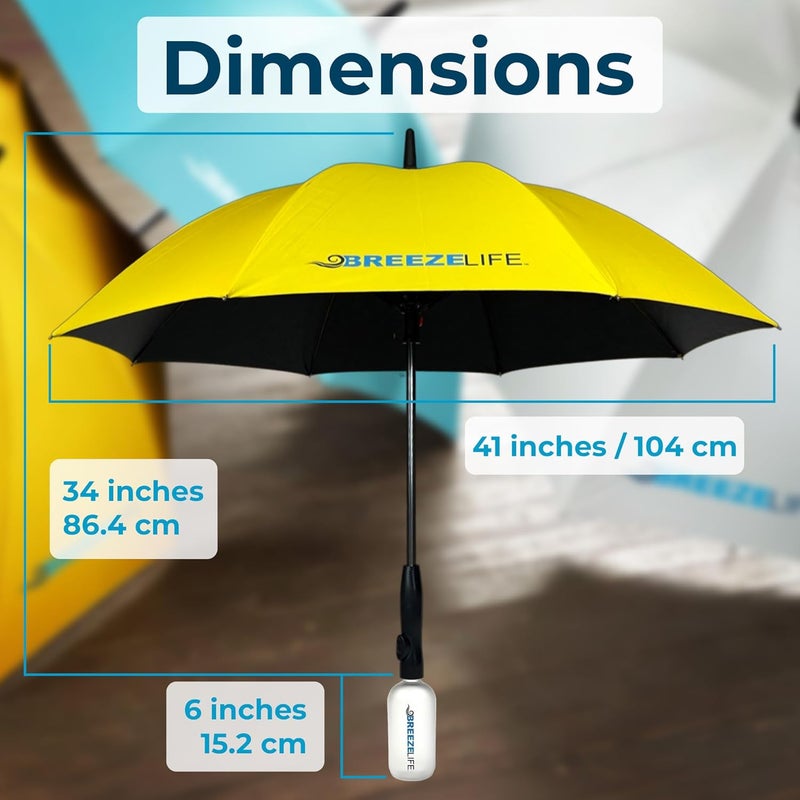 Breezelife Rechargeable Mister Breeze, Sun Umbrella with Fan and Mister, Umbrella Mister with Built-in Fan, For Festivals, Beach and More, Blocks Harmful Sun Rays, Mist bottle included - Image 2